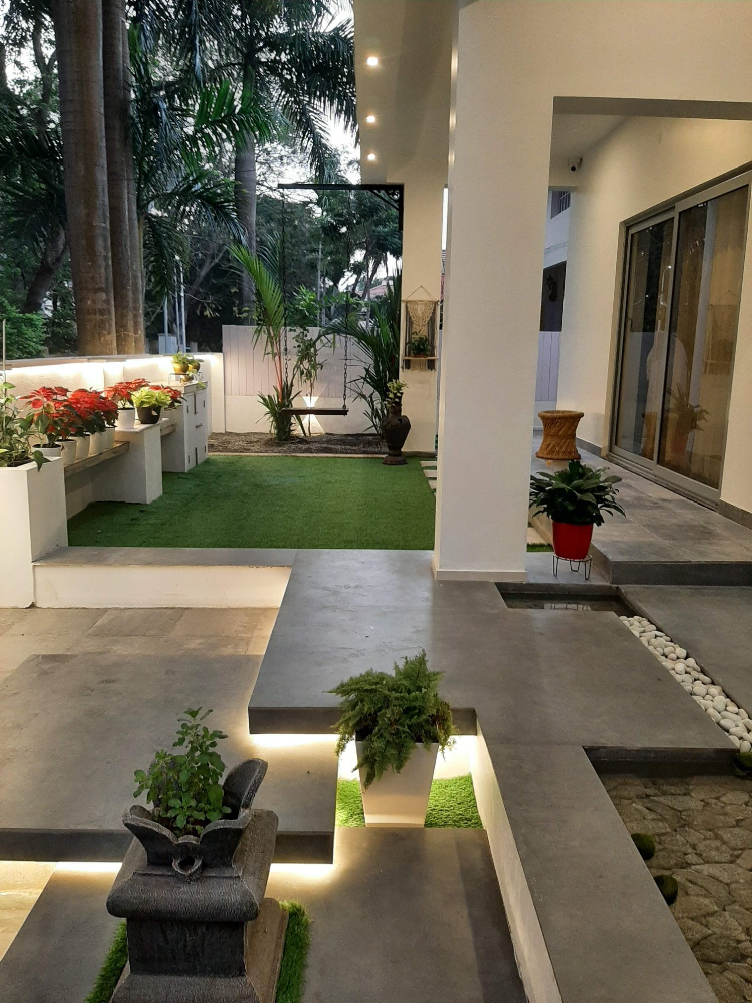 Garden court with swing